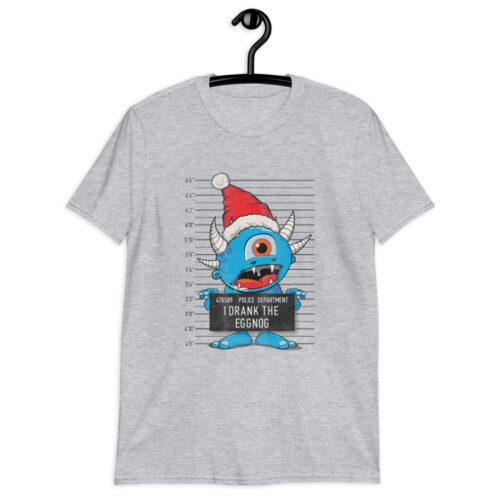 Eggnog Christmas Monster Mugshot Unisex T-Shirt - Image 3